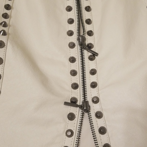 White genuine leather studded bebe dress - Picture 3 of 4